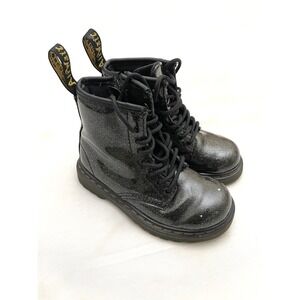 Dr. Martens Kids' 1460 Glitter Combat Boots Size 9 Black Toddler Emo Goth Zipper
